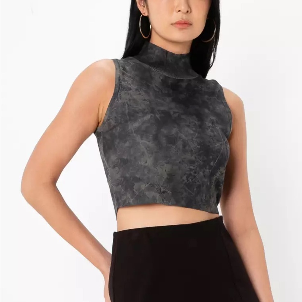 Zara Sleeveless Mock Neck Crop Top Sz Large